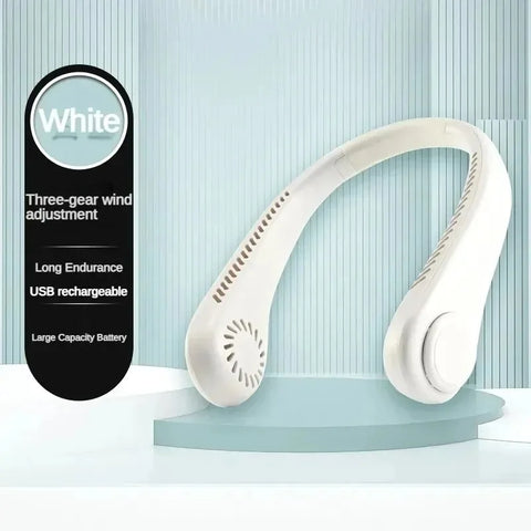 Portable Mini Home Summer Air-cooled Neck Hanging Fan for Outdoor Sports, Running, Travel Without Blades, Wearable USB Neck Stra